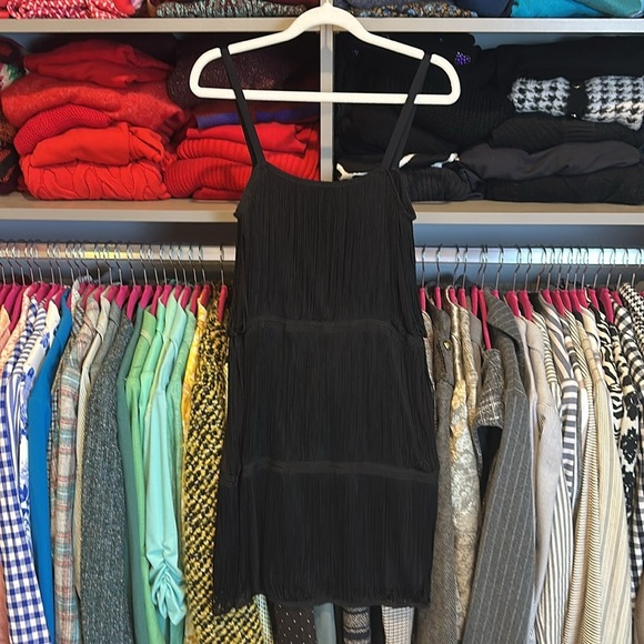 H&M black sleeveless fringe dress size XS - Picture 2 of 2